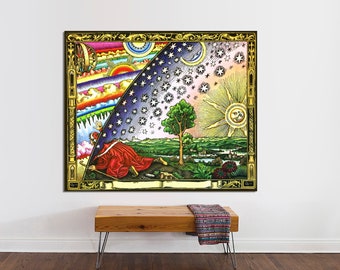 Flammarion Gravure Canvas Print, Cosmos Wall Art, Ready to Hang
