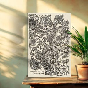 Alexander Senegat textile Vintage Canvas Print, Botanical Art Prints, Vintage Art, Wall Art, Textile Pattern Wall Art, CANVAS Ready to Hang.
