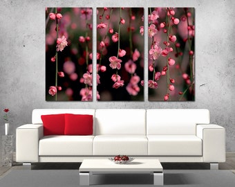 3 Panel  Canvas Split ,  Spring Blossom Flower, Photo Print on Canvas,  Triptych  Canvas, Interior design, Room Decoration, Photo gift