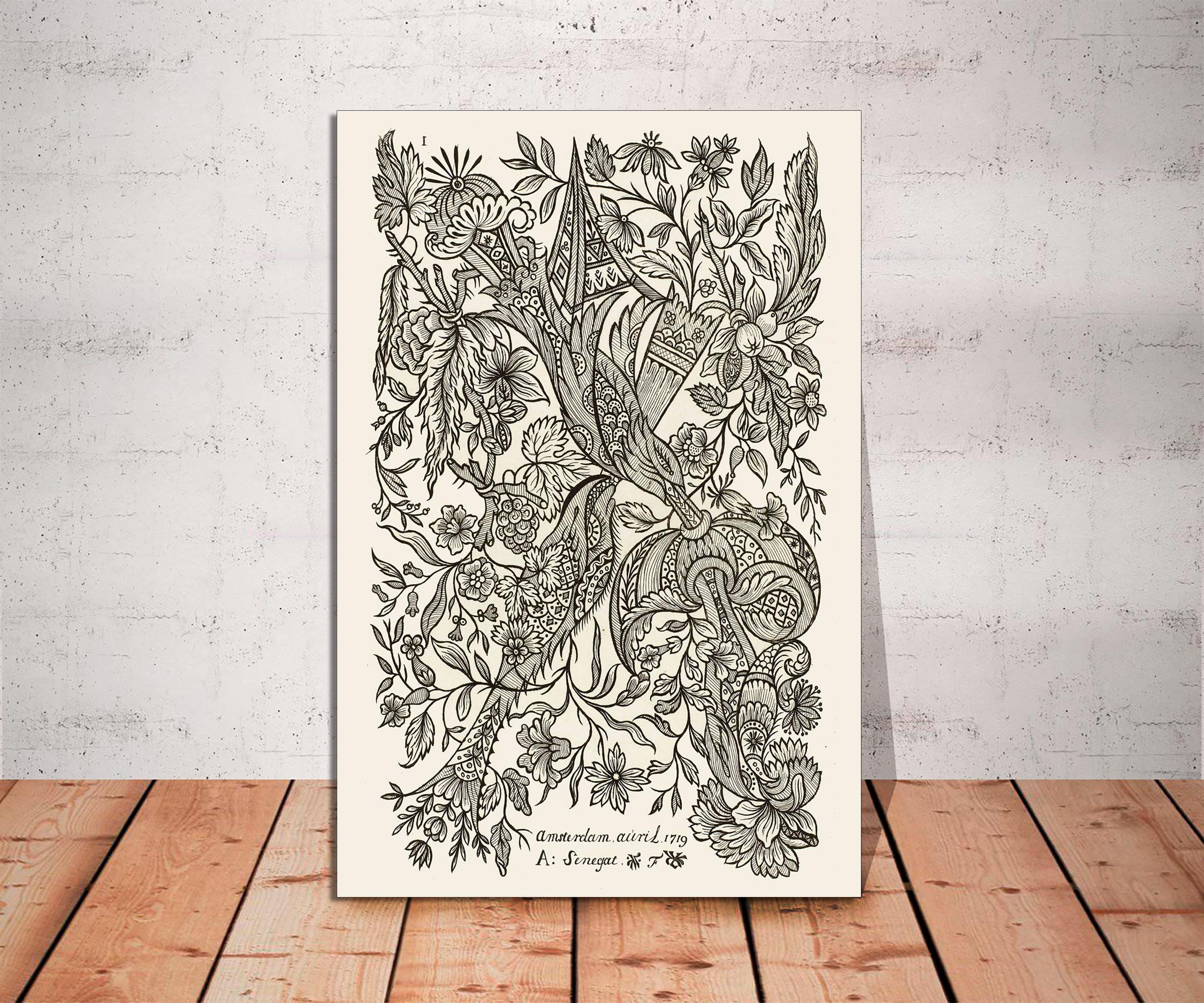 Botanical Canvas Print, Alexander Senegat Textile Art, Ready to