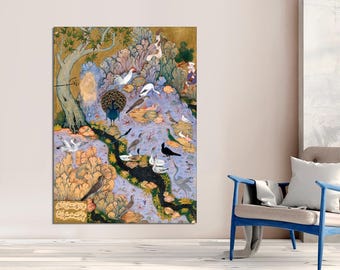 Habiballah of Sava Canvas Print - Persian Miniature Bird Art, Ready to Hang
