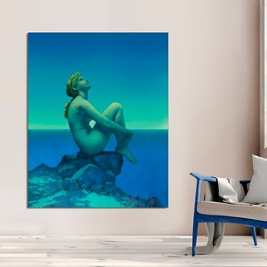 CANVAS READY to HANG, Maxfield Parrish, Circle of Stars, Art Nouveau, Ocean Art, Mermaid, Water Nymph, Fairy Art, Sea Nymph, Canvas Wall Art