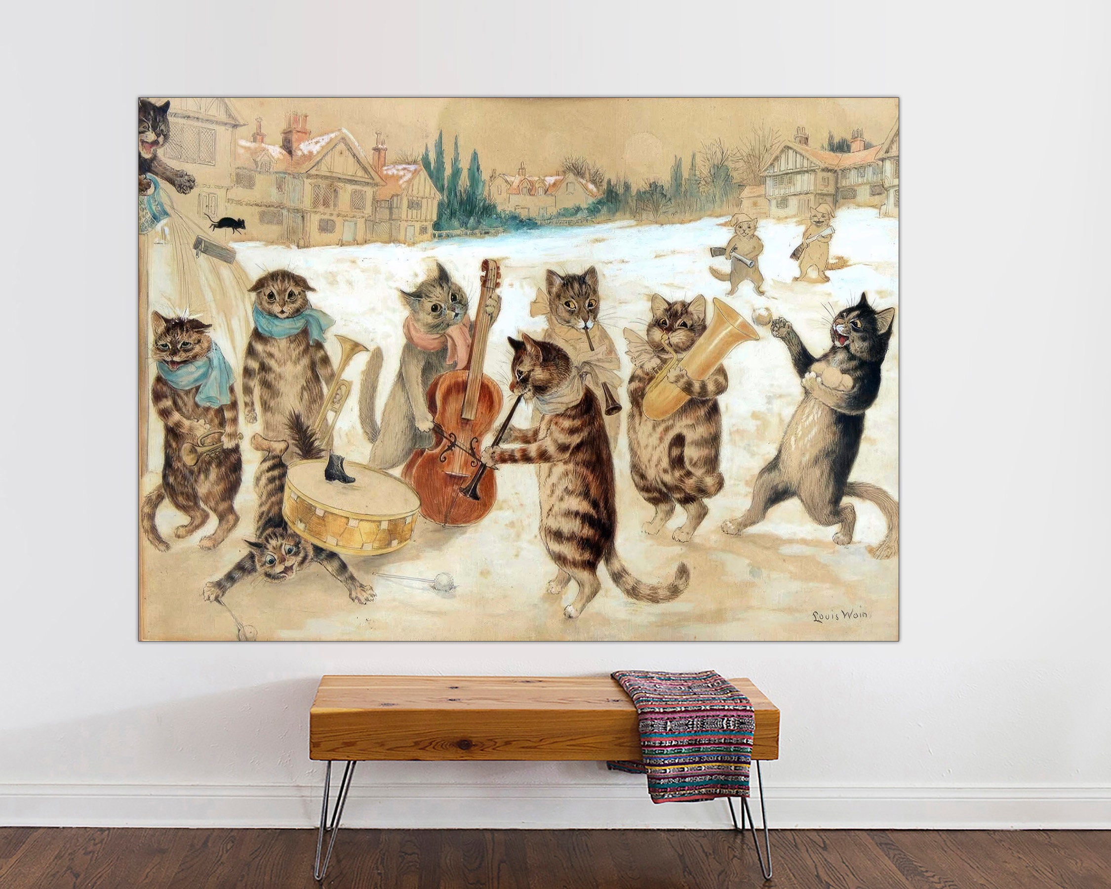 Louis Wain Canvas Print, Carol Singing Cats, Louis Wain Cat Poster