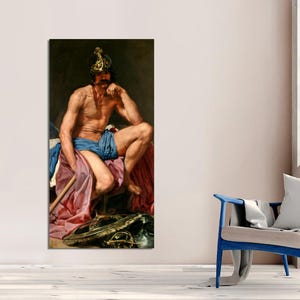 Diego Velazquez - Resting Mars, Vintage Gentleman Portrait, Wall Art Decor Roman God Poster Classic Antique Man Print, CANVAS Ready to Hang.