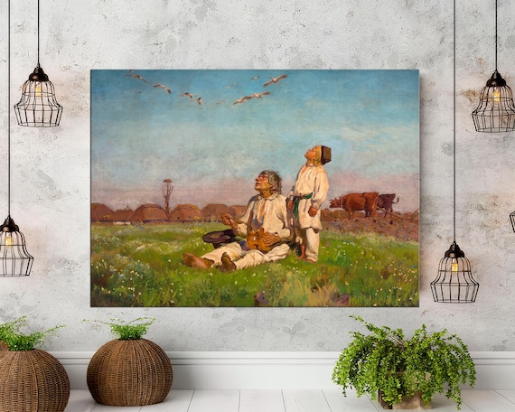 ◆ 米春茂（ライスチュンマオ）　題不明　中国画（水彩）　国家一級美術師　◆ Jozef Chelmonski Bociany Storks Canvas Print, Polish Impressionism