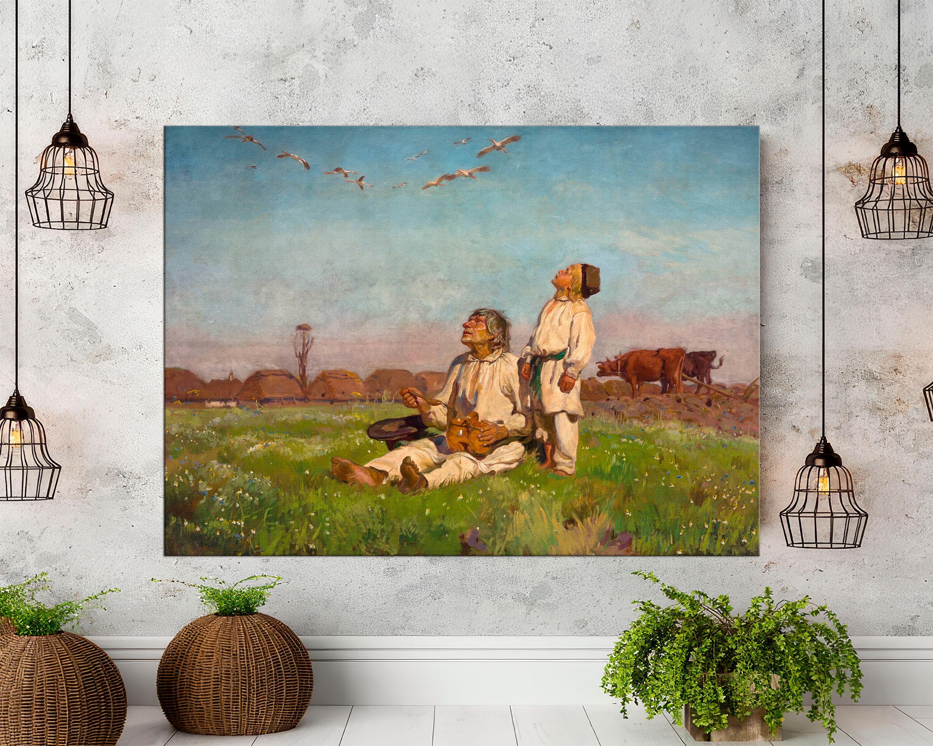 Jozef Chelmonski Bociany Storks Canvas Print, Polish Impressionism