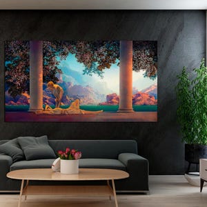 Maxfield Parrish Daybreak Art, Mythological Art, Morning, Aurora, Nature Goddess Wall Art, Magical Realism, Art nouveau CANVAS Ready to Hang