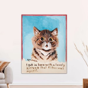 Louis Wain Cat Canvas Print, Nursery Kitten Wall Art, Ready to Hang