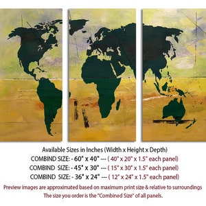 Abstract World Map Canvas Print, Split Panel Wall Art - Etsy