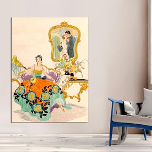 Alberto Vargas Art Print 1920’s Art Deco Illustration Cover Magazine Art Vintage Antique Pretty Glamorous Woman, CANVAS Print READY To HANG.