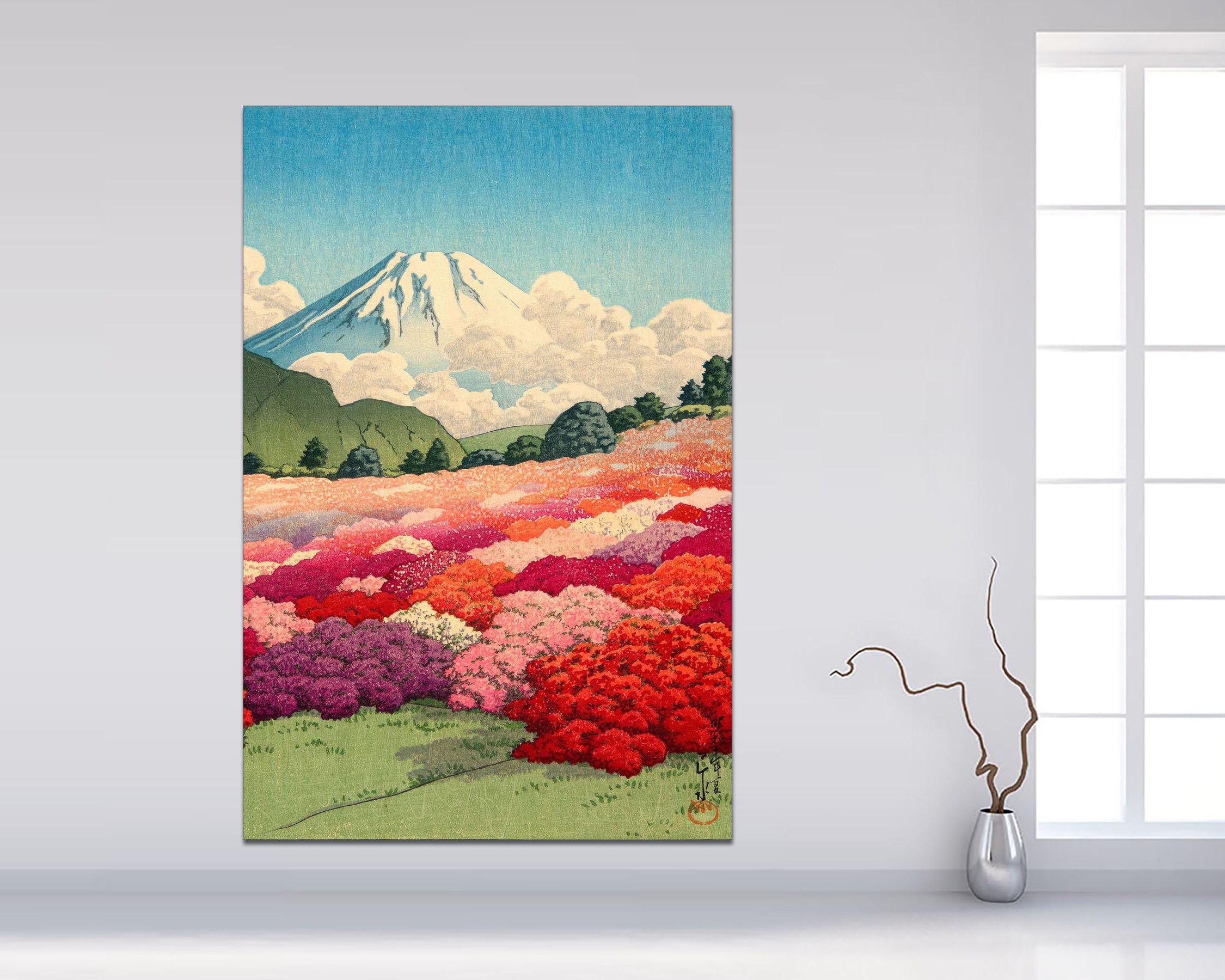Hasui Kawase Azalea Garden, Fuji Mountain, Japanese Art Canvas