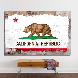 California Flag Canvas Art, California Flag Print, State Flag Poster, State Flags California Poster, CA Art, California Gifts Ready to Hang