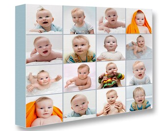 Photo collage canvas print, Personalized photo collage, cotton canvas print, Birthday gift,Gift for girl,Gift for boy, newborn room decor.