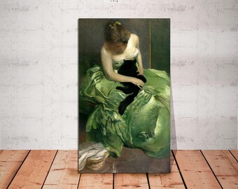 green emerald velvet dress Claude Monet