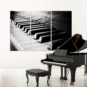 3 Panel Antique Piano Canvas Art, Black and White Piano Art, Music Art Gift, Emerson Piano, Piano Art, Music Room Art, CANVAS Ready to Hang.
