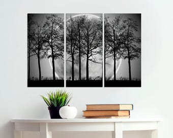Zen Tree Wood Wall Art 3D Panels Set Of 3 Textured Wall Art, Trees Wall Decor Forest Mountains Artwork Boho Modern Farmhouse Gift