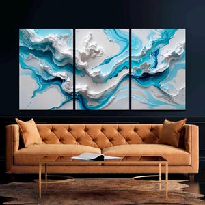 Large Framed Abstract 3-Panel Canvas Art, Modern Landscape Wall Art, Neutral Texture Canvas Print, Living Room Canvas Wall Art Ready to Hang