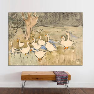 CANVAS Print Ready to Hang, Vintage Duck Wall Art, Antique geese Watercolor painting, Nursery Wall Art Decor, Animal Art, Kids Room Wall Art