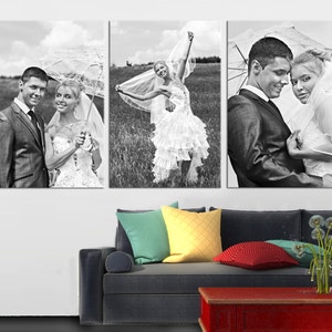 Custom Canvas Cluster, Wedding Anniversary Gift for Couples from Photos, Print on Canvas, 3- Panel Canvas Wall Art, Canvas Split, Photo gift