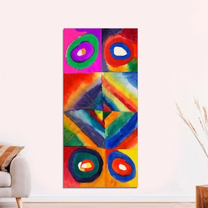 Impresión artística de pared horizontal abstracta brillante, decoración maximalista, arte estético, pintura abstracta, impresión vintage moderna, LIENZO listo para colgar.