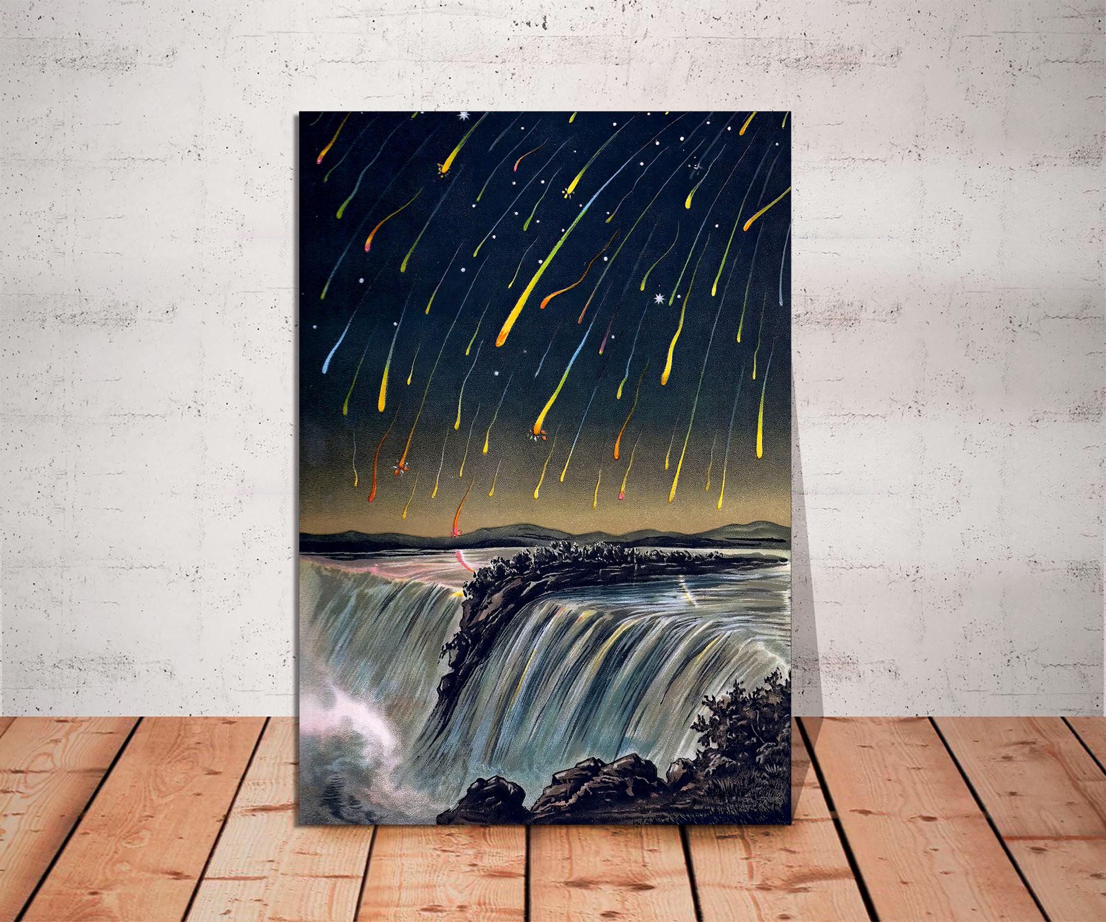 Niagara Falls Meteor Shower Canvas Print, Celestial Vintage Art - Etsy