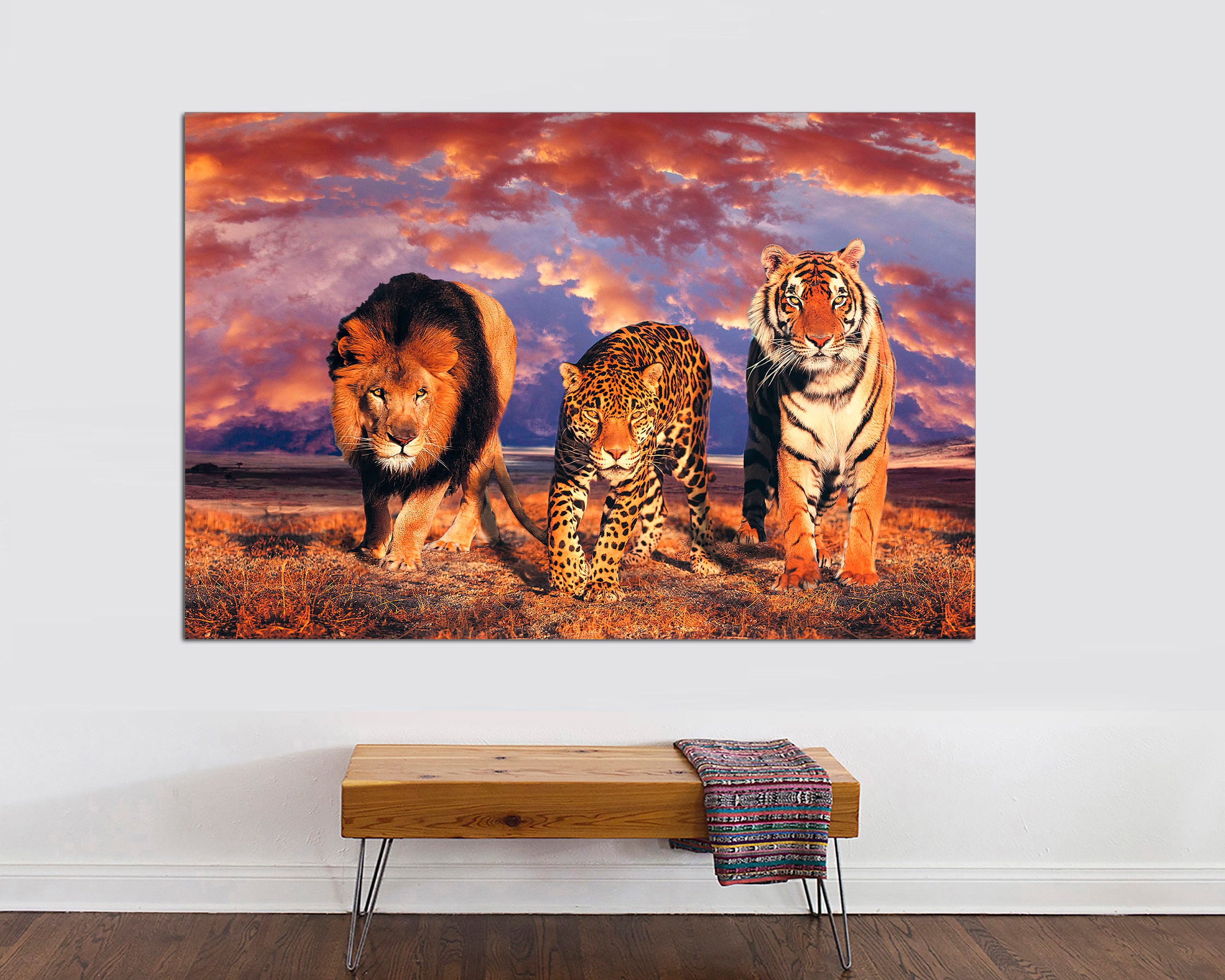 Lion Tiger and Decoration, Hang. Print Print,wall Canvas - Jaguar, Jaguar Art Ready Design, Etsy Ion to Poster, ,interior Art, Art, Lion Tiger Israel Room