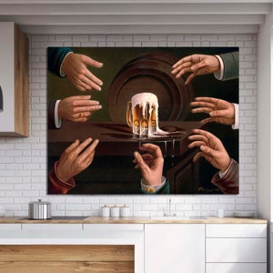 Beer Canvas Print, Vintage Beer, Keg Bar Decor, Men&#39;s wall art, Kitchen decor, Vintage Alcohol  Art, Beer Ad, Canvas Art Print Ready to Hang