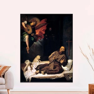 Saint Francis Comforted by a Angel by Francisco Ribalta, Saint Francis of Assisi, St Francis of Assisi, Francis prayer, CANVAS Ready to Hang