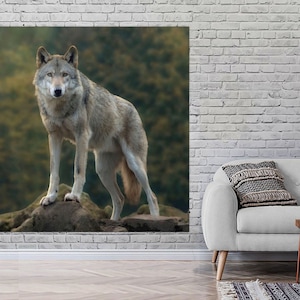 Wolf Wall Art, Animal Wall Decor, Wolf Large Wall Art, Wolf Poster Art, Gray Wolf Canvas Art, Wolf Canvas Stretched CANVAS Art Ready to Hang