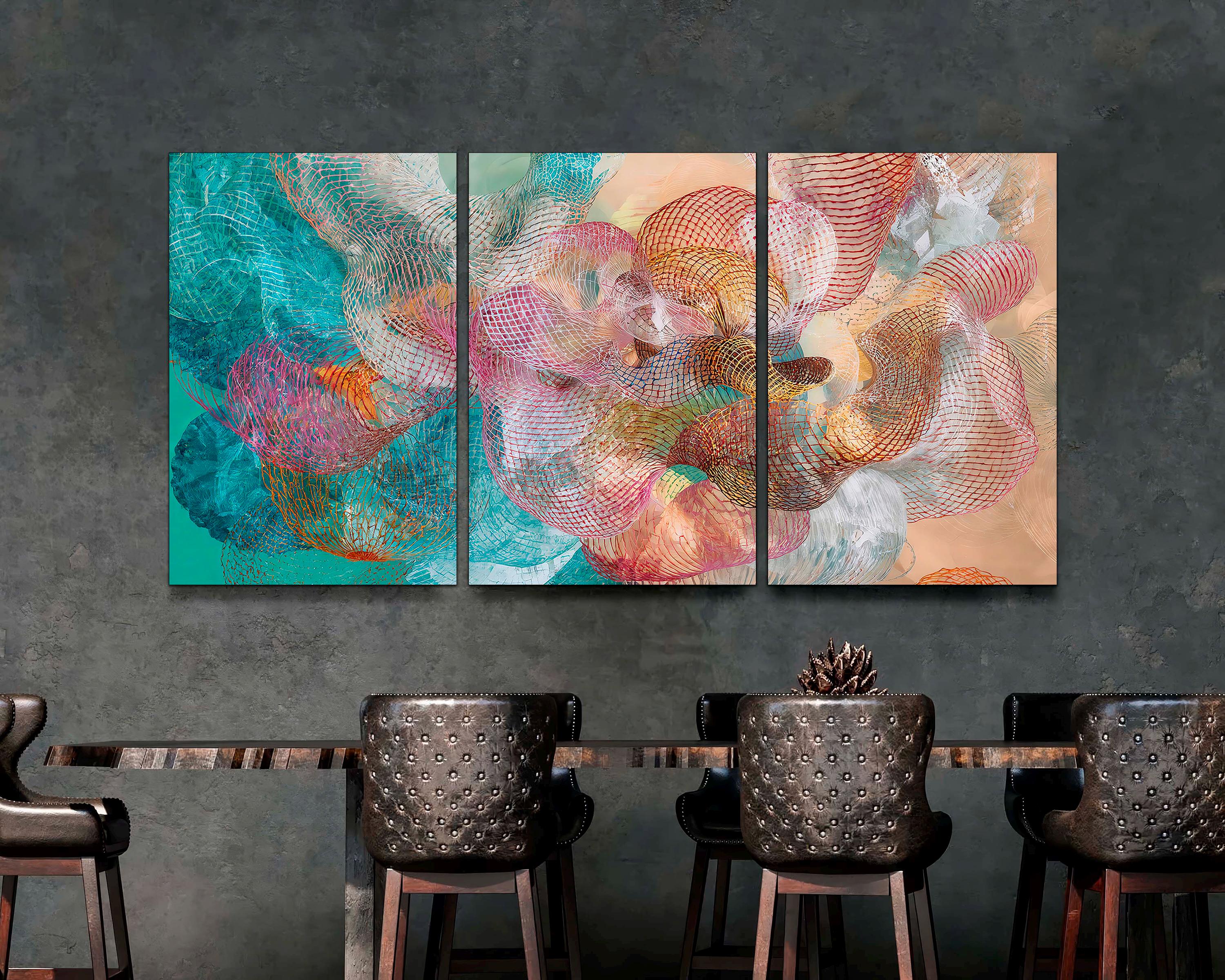 Blue Turquoise Abstract Canvas Art, 3-panel Modern Giclée Print - Etsy