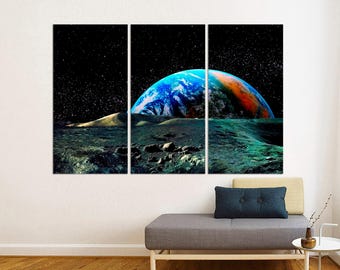 Earth From Space Canvas Print, Triptych NASA Wall Art - Etsy