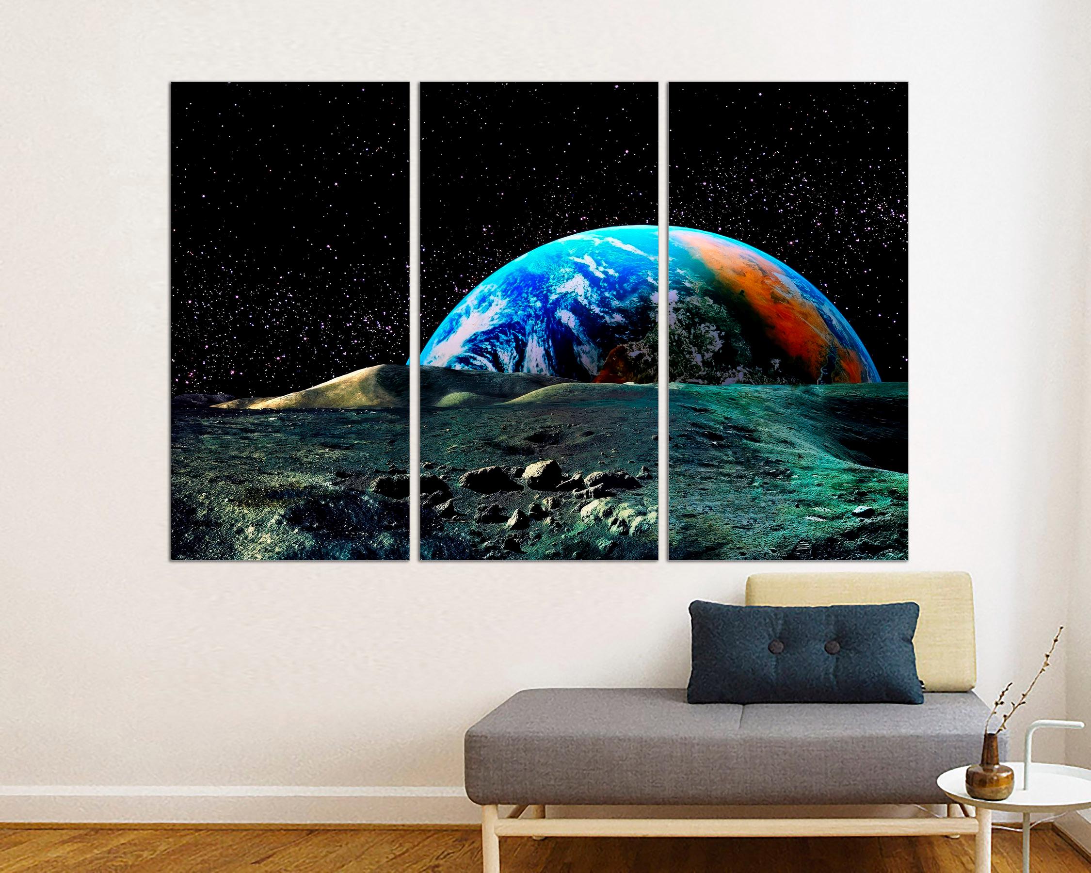 Earth From Space Canvas Print, Triptych NASA Wall Art - Etsy