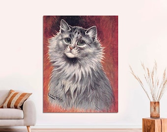 Louis Wain Cat Art Canvas Print, Psychedelic Wall Decor