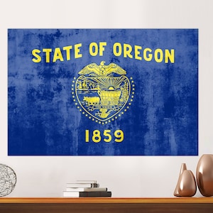 Oregon State Flag Canvas Art Print, USA State Flag, Wall Art Decor, Interior Design Oregon State Flag, Art Print on Canvas Ready to Hang.