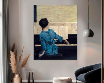 William Merritt Chase 'The Keynote' Canvas Print, Vintage Piano Art, Ready to Hang