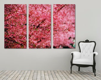 3 Panel  Canvas Split ,  Spring Blossom Flower, Photo Print on Canvas,  Triptych  Canvas, Interior design, Room Decoration, Photo gift