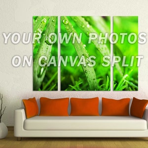 Your OWN photos on Canvas Split,  3 Panels Canvas Wall Art, Decoration for your home or office for Interior, decor, Photo gift