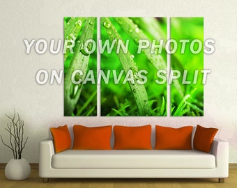 Your OWN photos on Canvas Split,  3 Panels Canvas Wall Art, Decoration for your home or office for Interior, decor, Photo gift