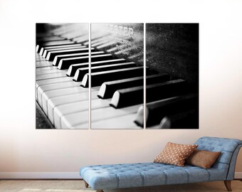 Emerson Piano Keys Canvas Art, Black and White, 3 Panel Ready to