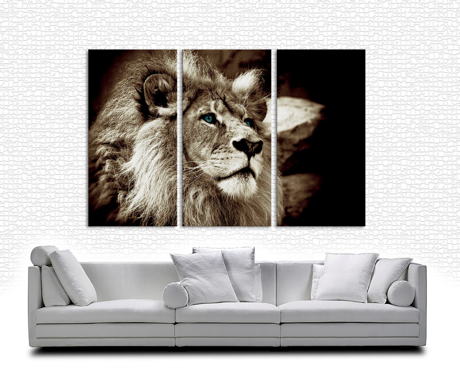 3 Panel Canvas Split African Lion Canvas Art Giclee Print | Etsy