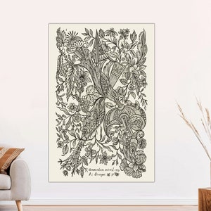 Alexander Senegat Textile Canvas Print, Botanical Art Prints, Vintage Floral Art, Textile Wall Art, Pattern Wall Art on CANVAS Ready to Hang