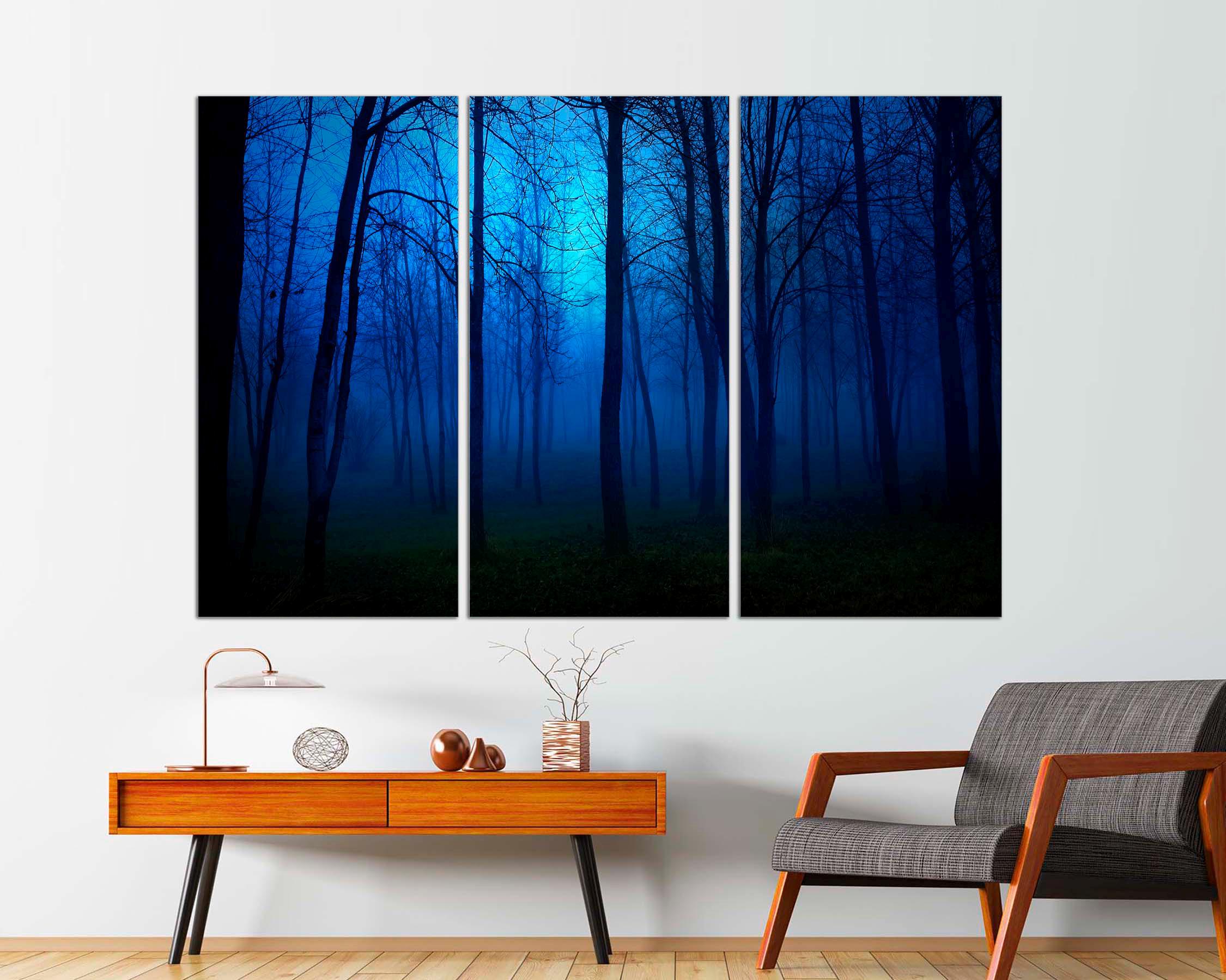 Will Sweeney Blue Forest Express 版画 Blue Forest Triptych Canvas Art, Ready to Hang - Etsy
