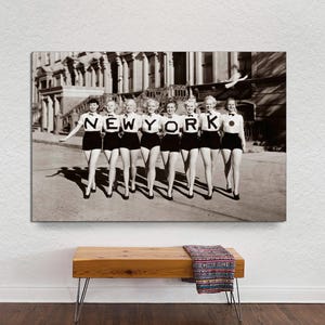 New York Chorus Line, Black and White New York Art,Vintage Wall Art, New York Dancers, New York Letters,New York Women CANVAS Ready to Hang.