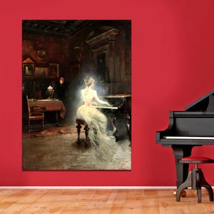 Spirit-George Roux Fine Art, Arte mural espiritual, Arte musical, Impresión de músico, Arte mural de piano musical, Lienzo vintage de Spirit Music listo para colgar