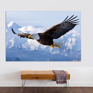 Eagle in a Mountain Clouds Canvas Wall Art Print, Eagle Canvas Print, Decor for Home & Office Decoration, Eagle Canvas Poster Ready to hang.