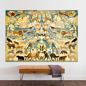 Vintage Collage Animal Art, Americana Folk Art, Canvas Collage Art, Naive Art, Primitive Art, Animal Wall Art on CANVAS Print Ready to Hang.