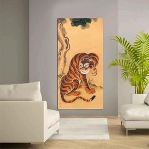 Japanese Animal Canvas Art, Asian Tiger Wall Art, Woodblock Art Print, Tiger Painting, Japanese Animal Painting, CANVAS Print Ready to Hang.