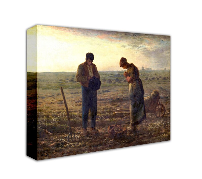 The Angelus by Jean Francois Millet 1859 Art Print on Canvas, Religious