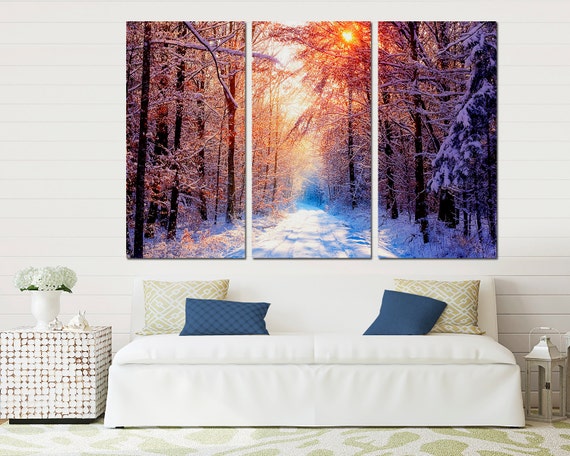 3 Panel Split triptych Canvas Print.gorgeous Winter Snow | Etsy