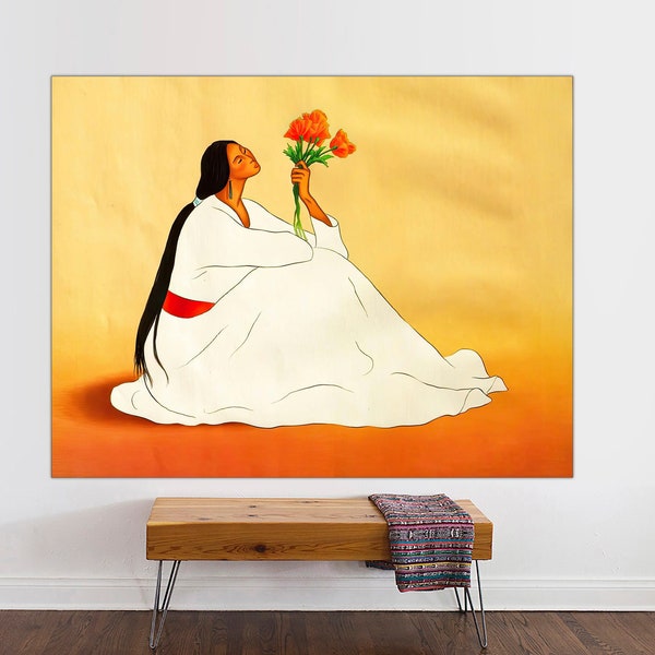 RC Gorman Navajo Poppies Canvas, by R.C. Gorman Native American artwork, Native American paintings, American Indian Canvas Art READY To HANG
